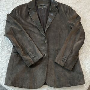 John Varvatos gray brown calfskin blazer coat Large size 54 $2800 EUC